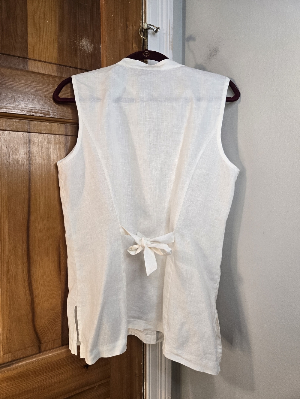 Kim Rogers White Sleeveless Embroidered Linen Button-Up Blouse Sz L - Picture 5 of 11
